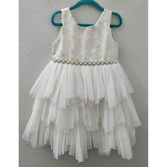 American Princess Other - American Princess Sleeveless Pearl Tulle Dress Lace Bodice Girls Size 4T Wedding